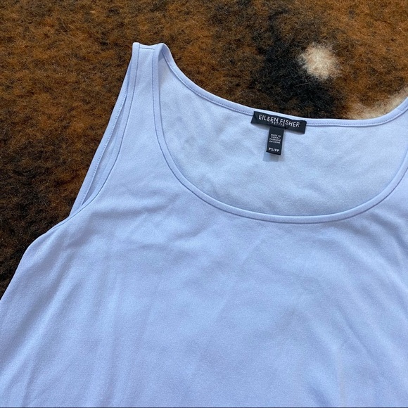 Eileen Fisher Silk Scoop Neck Tank Lilac Blue PS - Picture 2 of 5
